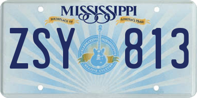 MS license plate ZSY813