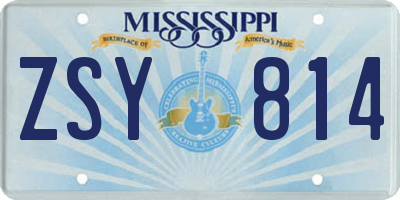 MS license plate ZSY814