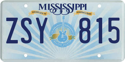 MS license plate ZSY815