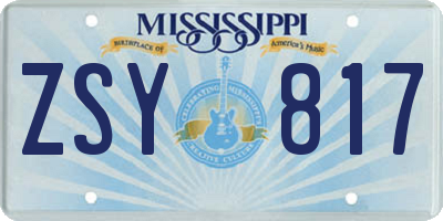 MS license plate ZSY817