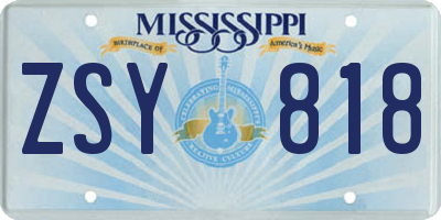 MS license plate ZSY818