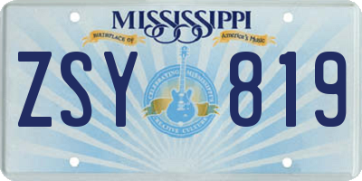 MS license plate ZSY819
