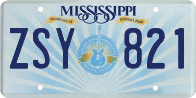 MS license plate ZSY821