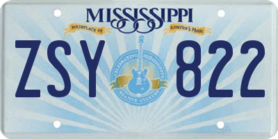 MS license plate ZSY822