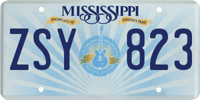 MS license plate ZSY823