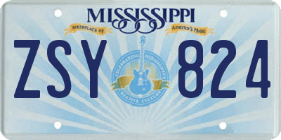 MS license plate ZSY824