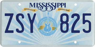 MS license plate ZSY825