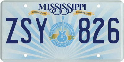 MS license plate ZSY826