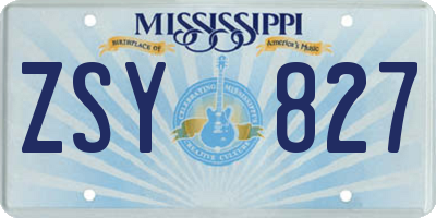 MS license plate ZSY827