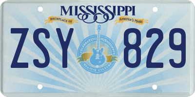MS license plate ZSY829