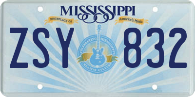 MS license plate ZSY832
