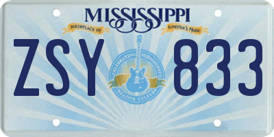 MS license plate ZSY833