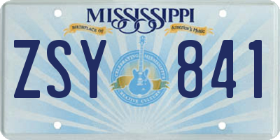MS license plate ZSY841