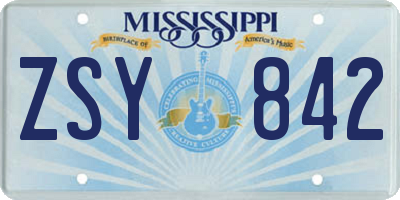 MS license plate ZSY842