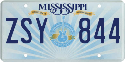MS license plate ZSY844