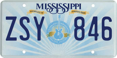 MS license plate ZSY846