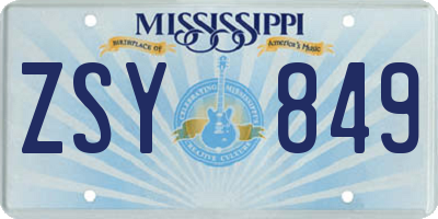 MS license plate ZSY849