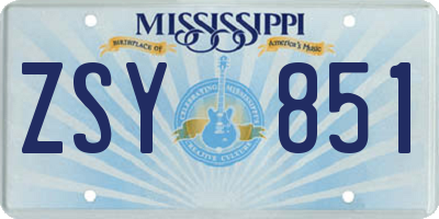 MS license plate ZSY851