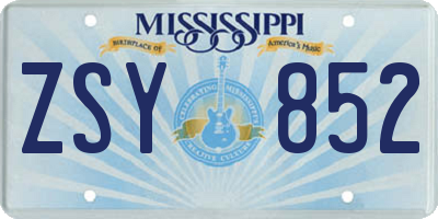 MS license plate ZSY852