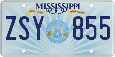 MS license plate ZSY855