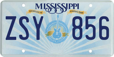 MS license plate ZSY856