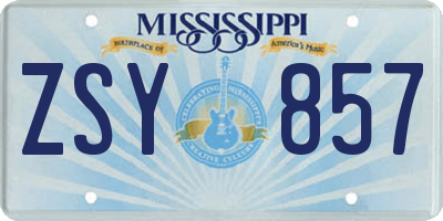 MS license plate ZSY857
