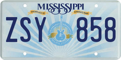 MS license plate ZSY858