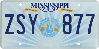 MS license plate ZSY877