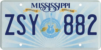 MS license plate ZSY882