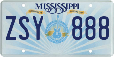 MS license plate ZSY888