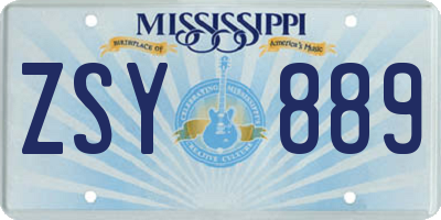 MS license plate ZSY889