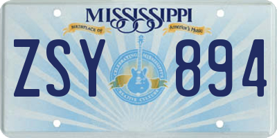 MS license plate ZSY894