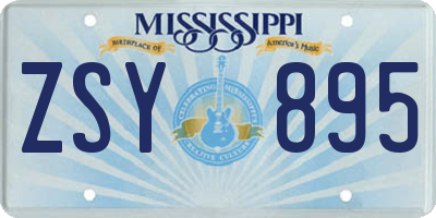 MS license plate ZSY895