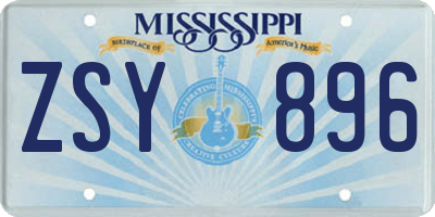 MS license plate ZSY896