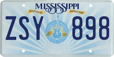 MS license plate ZSY898