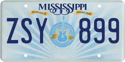 MS license plate ZSY899