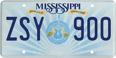 MS license plate ZSY900