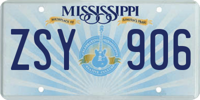 MS license plate ZSY906