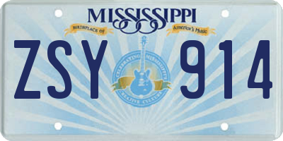 MS license plate ZSY914