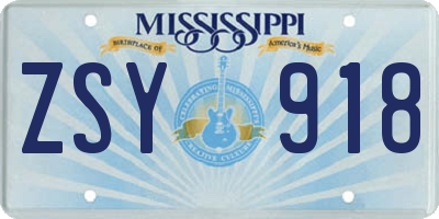MS license plate ZSY918