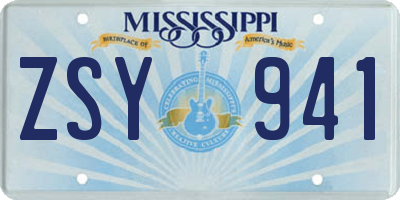 MS license plate ZSY941