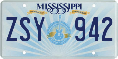 MS license plate ZSY942