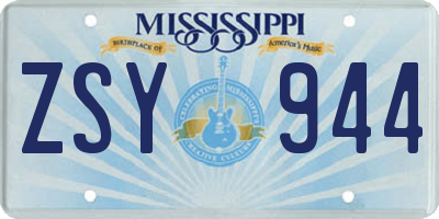 MS license plate ZSY944