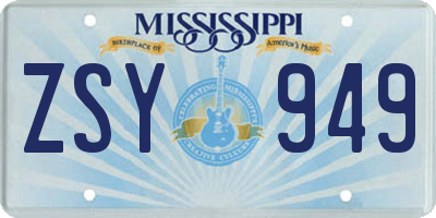 MS license plate ZSY949