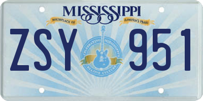 MS license plate ZSY951