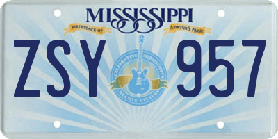 MS license plate ZSY957