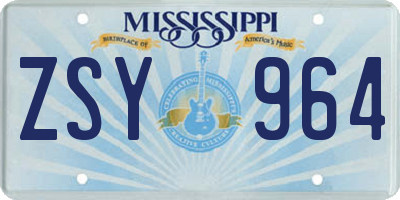 MS license plate ZSY964