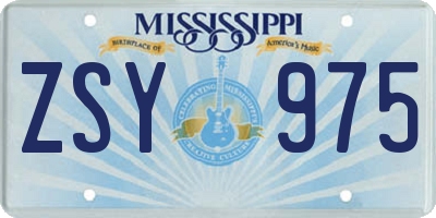 MS license plate ZSY975