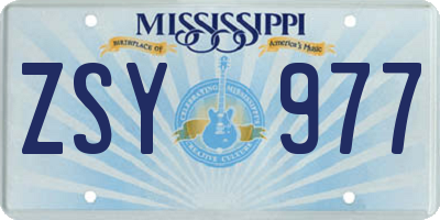 MS license plate ZSY977