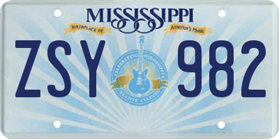 MS license plate ZSY982